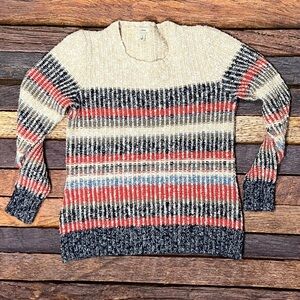 LL Bean Crewneck Multicolor Pullover Jumper Womens Sweater